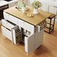HOMLUX Farmhouse Kitchen Island with Drop Leaf and 2 Stools in White, Natural, Black and Rustic Brown, , large