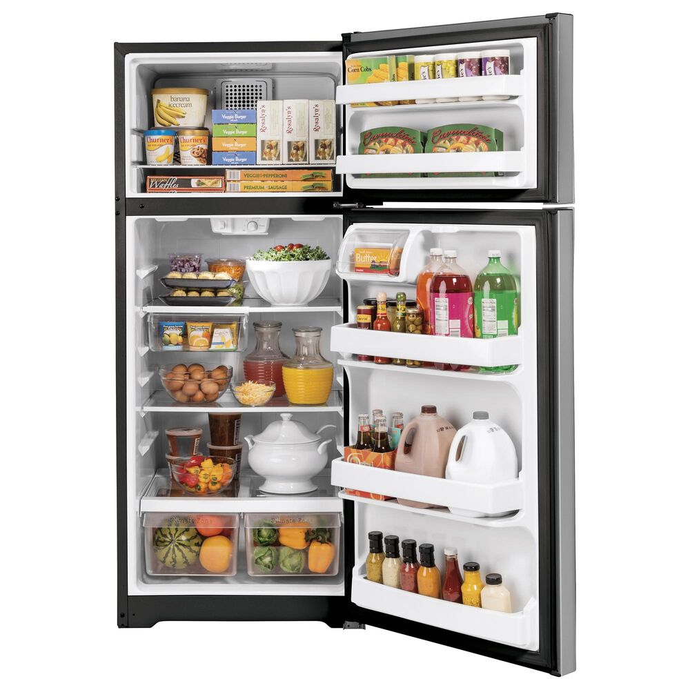 GE Appliances 16.6 Cu. Ft. Top Freezer Refrigerator with Deli Drawer in Stainless Steel, , large