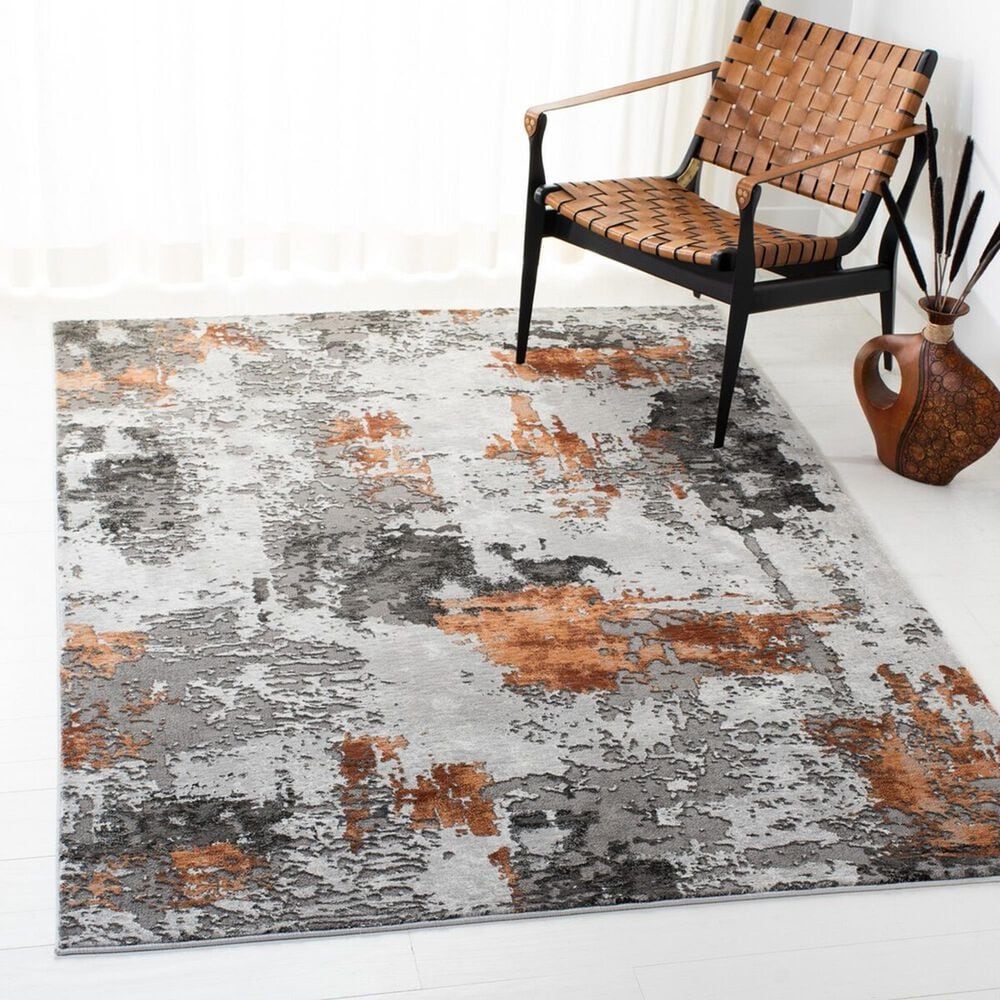 Safavieh Craft CFT820P 5&#39;3&quot; x 7&#39;6&quot; Grey and Orange Area Rug, , large