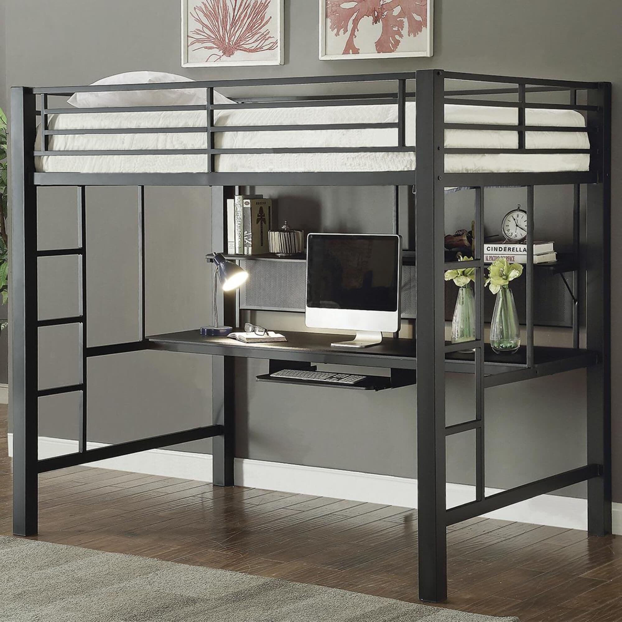 Little Dreamer Full Workstation Loft Bed in Black Nebraska