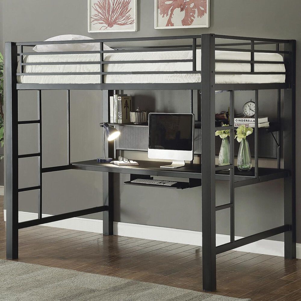 Pacific Landing Full Workstation Loft Bed in Black, , large