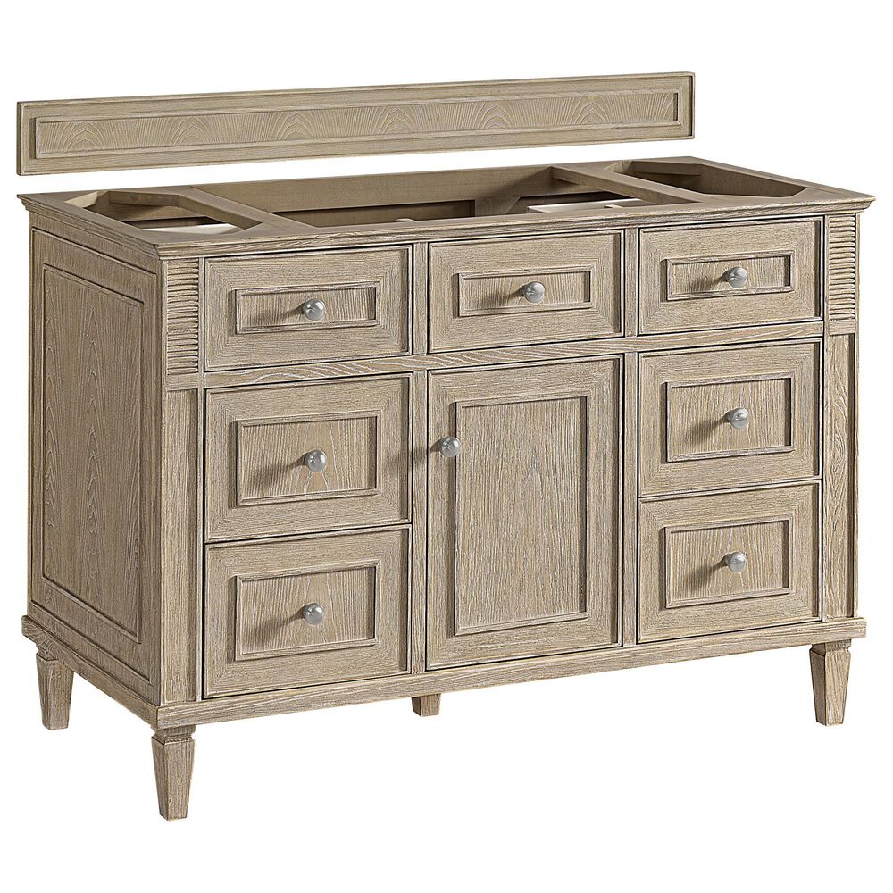 James Martin Vanities Lorelai 48" Single Bathroom Vanity in Whitewashed Oak with 3 cm Eternal Jasmine Pearl Silestone Top, Rectangular Sink and FreePower Wireless Charger, , large