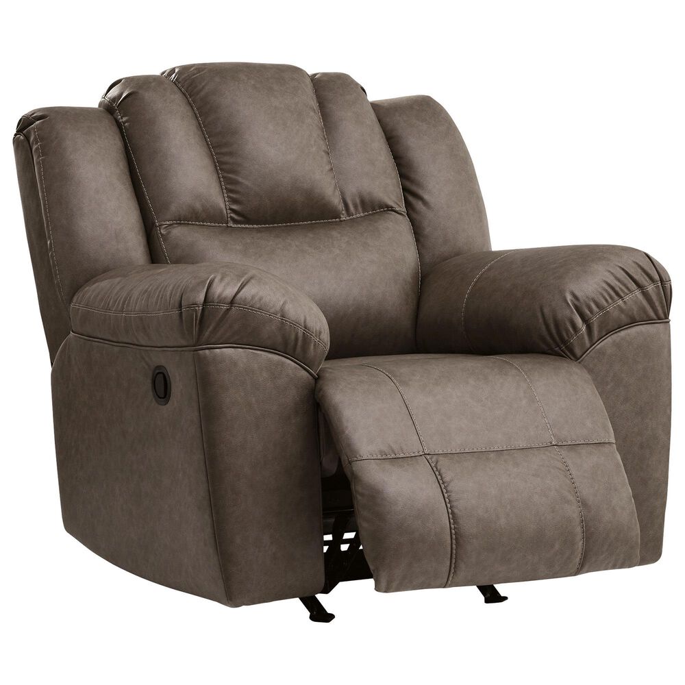 Ashley Lowilla Manual Rocker Recliner in Driftwood, , large