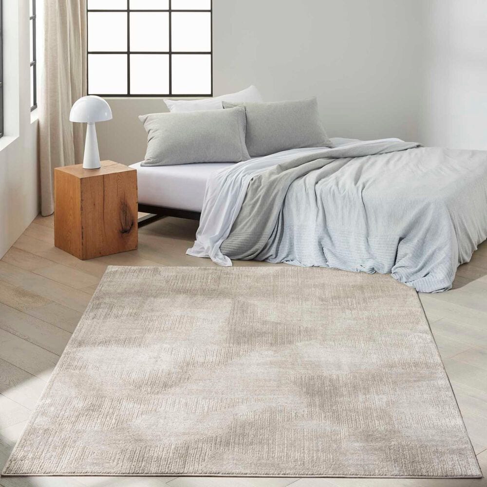 Nourison Irradiant 5&#39;3&quot; x 7&#39;3&quot; Silver Area Rug, , large