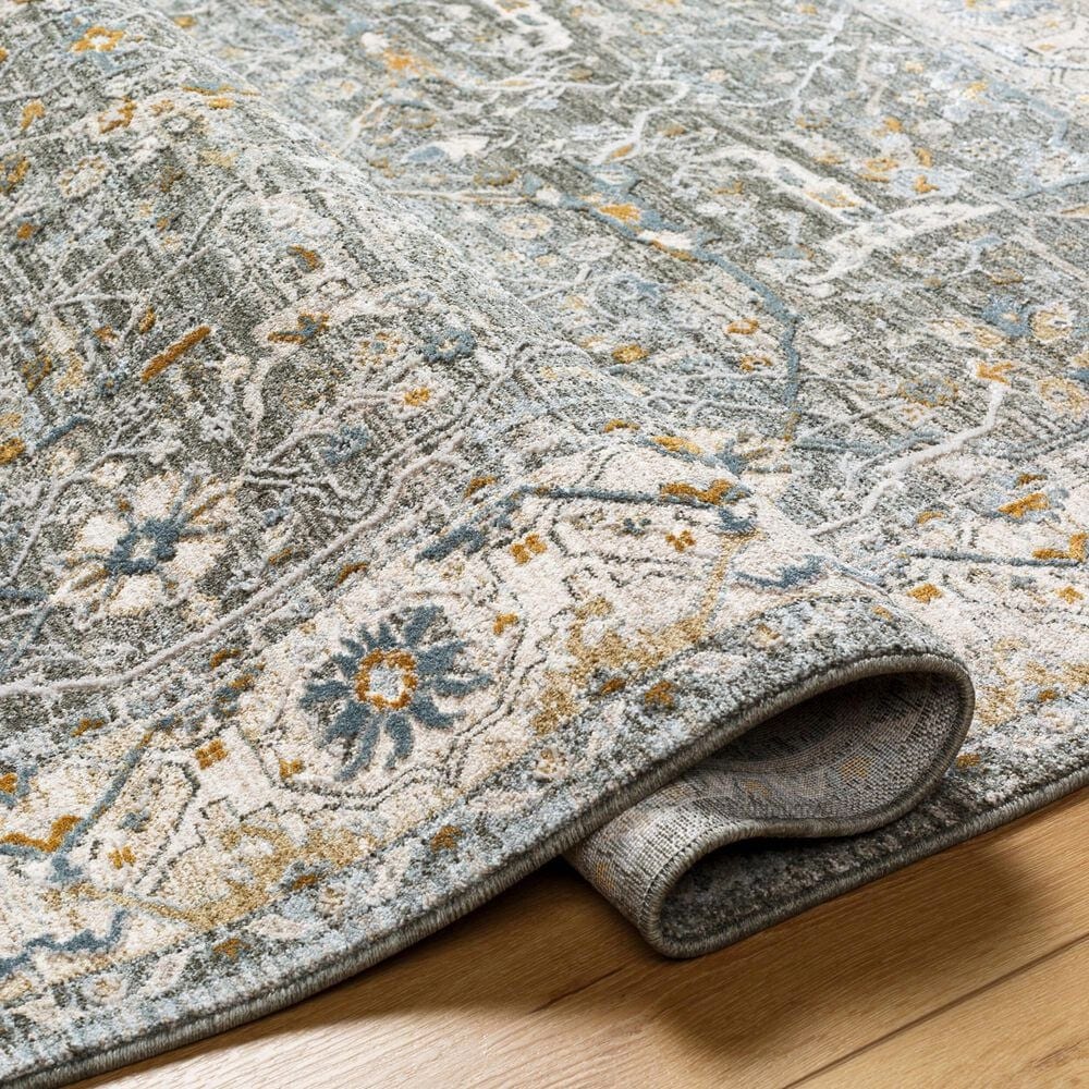 Surya Dresden Deep Teal, Dusty Sage, Taupe, Off-White, Light Gray, Olive and Mustard 2&#39;7&quot; x 7&#39;3&quot; Runner, , large