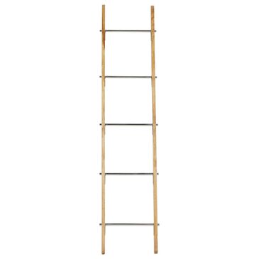 Maple and Jade 72" Contemporary Wood Ladder in Brown and Silver, , large