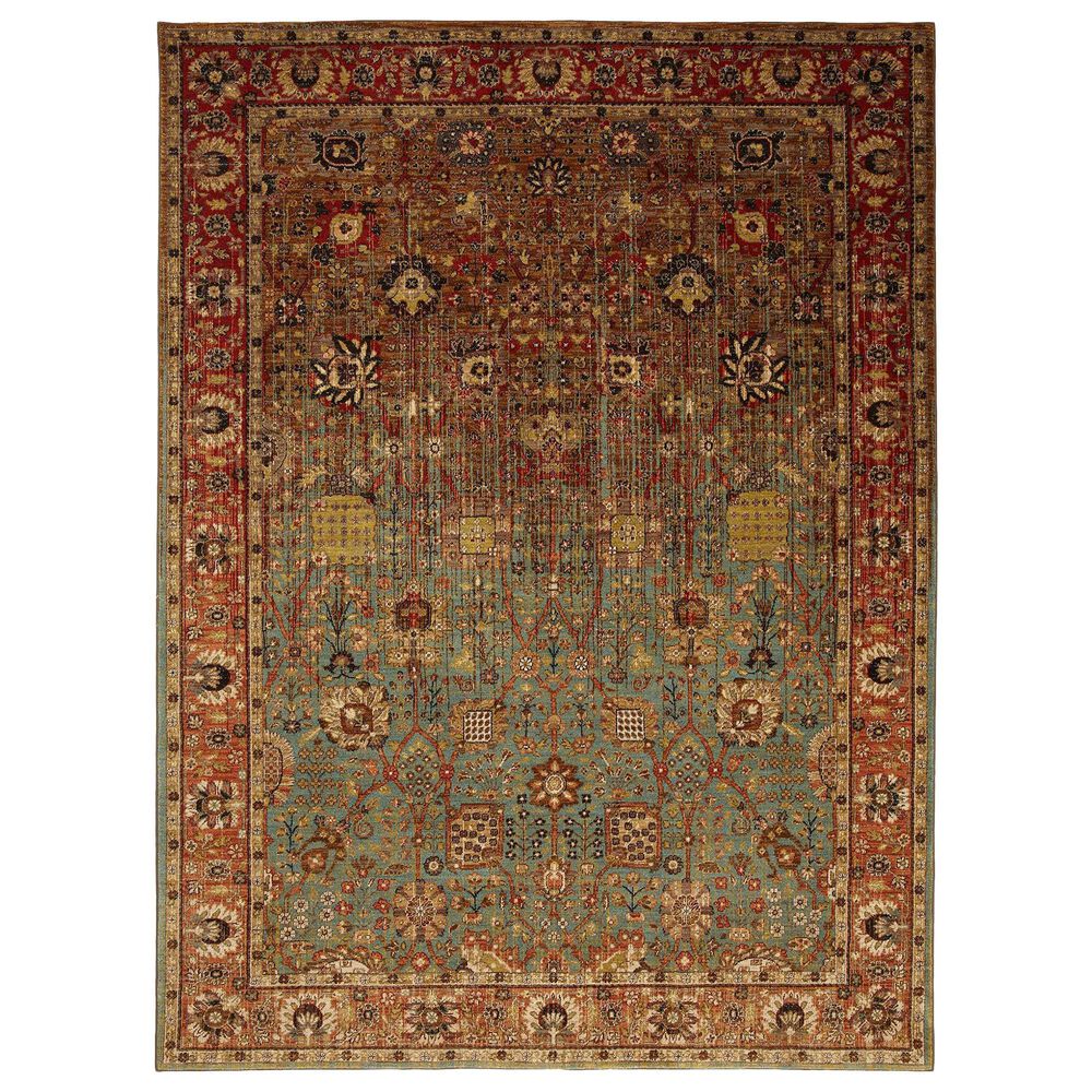 Karastan Spice Market Myanmar 90668-50123 12" x 15" Aquamarine Area Rug, , large
