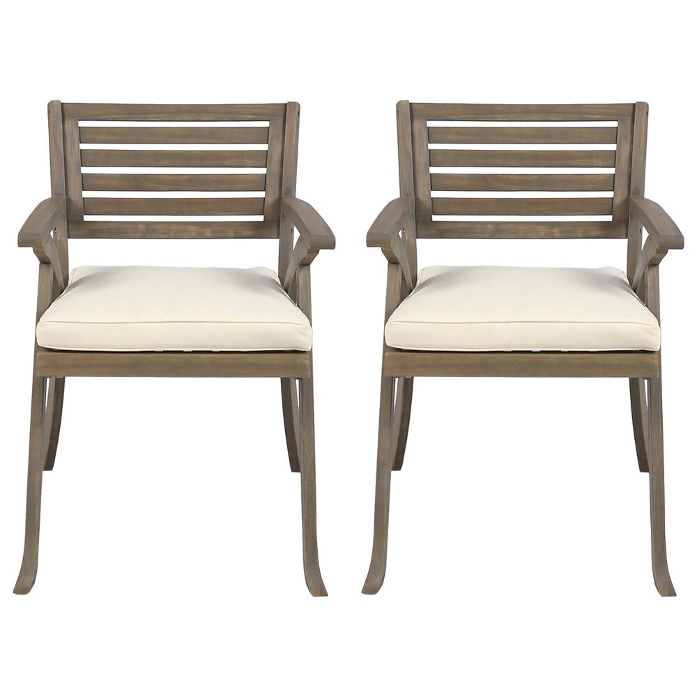 Hearth and Haven Helen Outdoor Dining Chair in Cream (Set of 2), , large