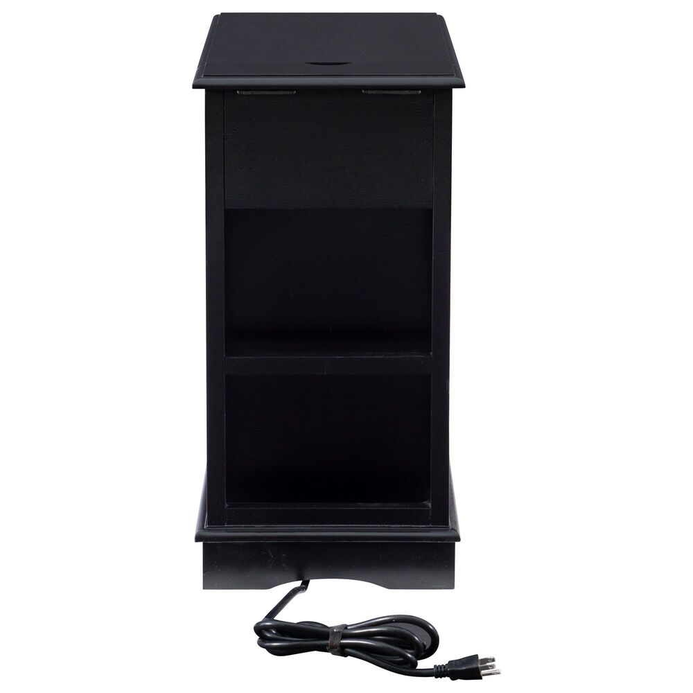 Linon Home Decor Barron Accent Table with USB Charging Station in Black, , large