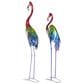 Maple and Jade 2-Piece Tall Textured Rainbow Flamingo Decorative Garden Sculpture Set in Multicolor, , large