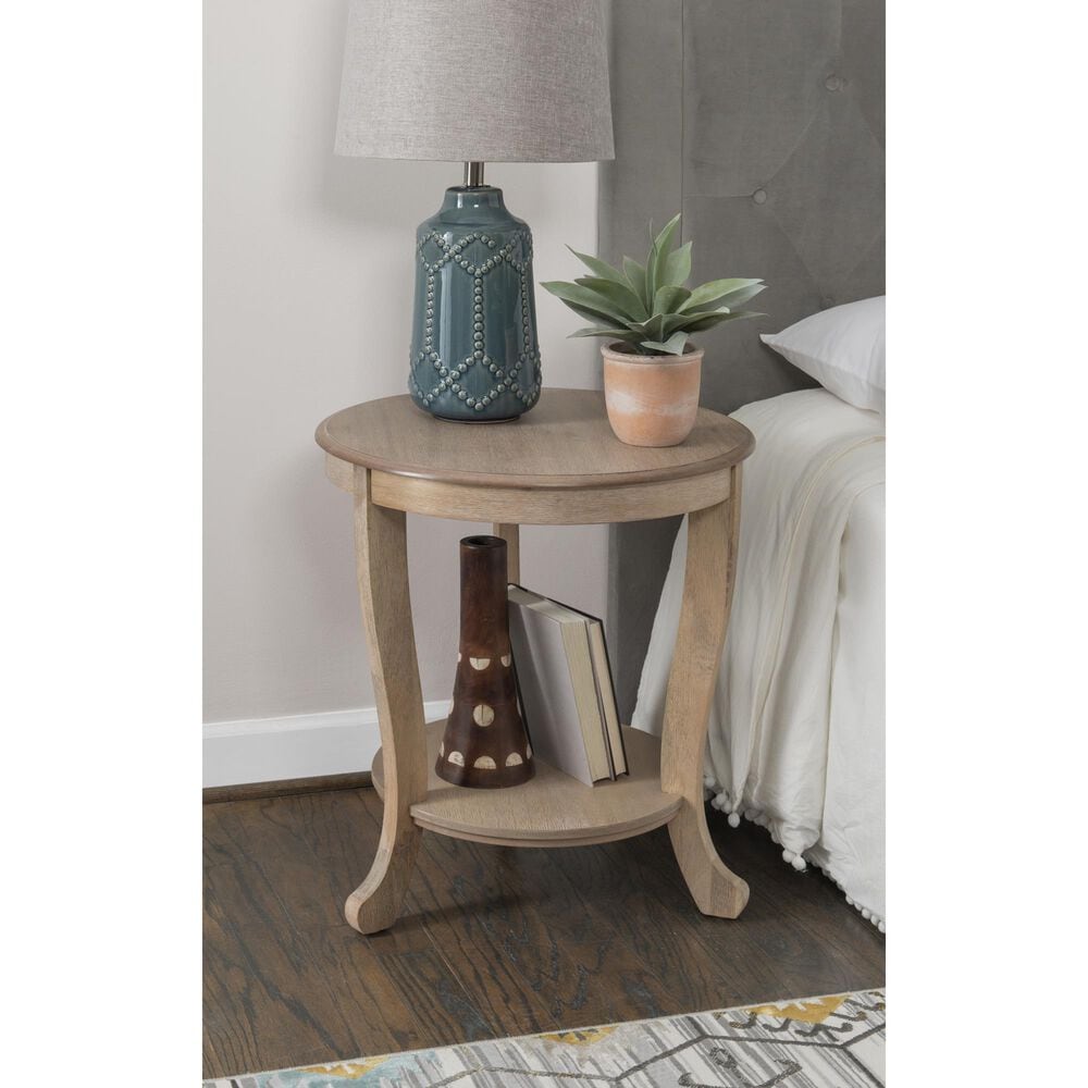 Linon Home Decor Aubert Round Side Table in Natural, , large