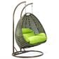 Leisuremod 57" Patio 2-Seat Hanging Egg Swing Chair with Light Green Cushion in Beige, , large