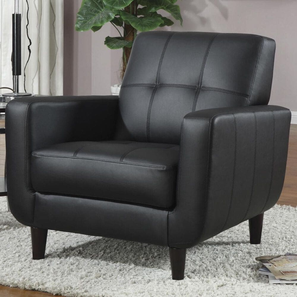 Living Essentials Contemporary Accent Chair with Track Arms in Black, , large