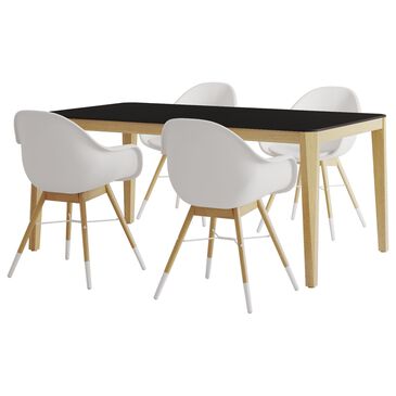 Midtown Concepts Chamonix 5-Piece Dining Set in Black, Brown and White, , large