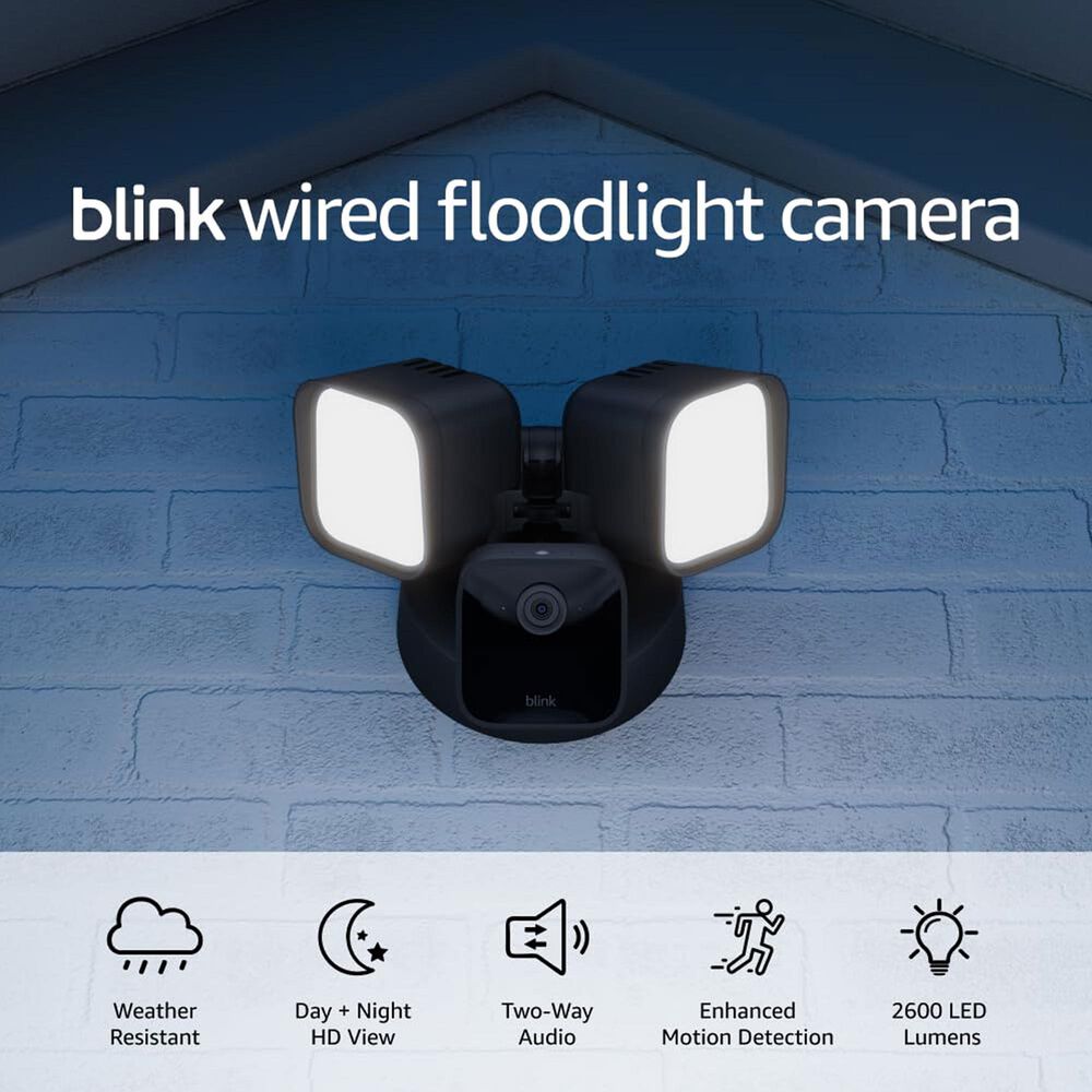 Blink Outdoor 4 Wired Floodlight Camera in Black, , large