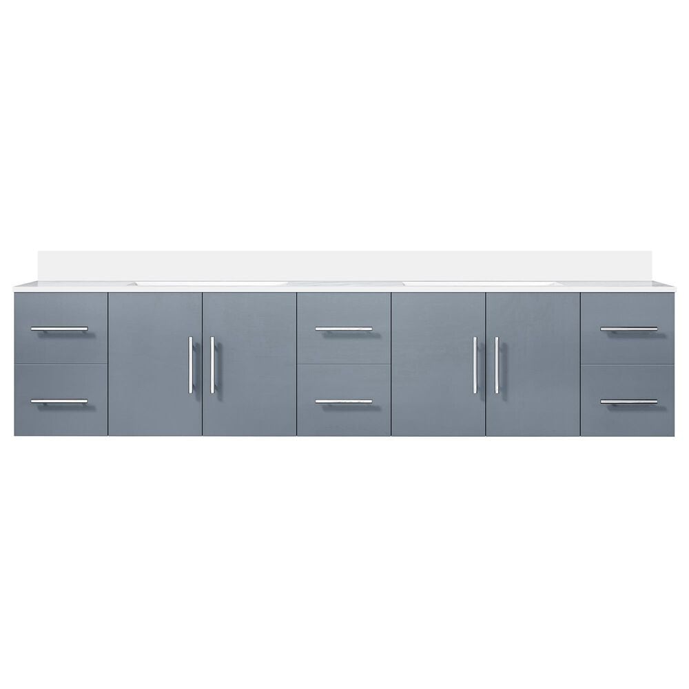 Lexora Home Geneva 84&quot; Double Bathroom Vanity in Dark Grey with 2 cm White Cultured Marble Top and Rectangular Sinks, , large
