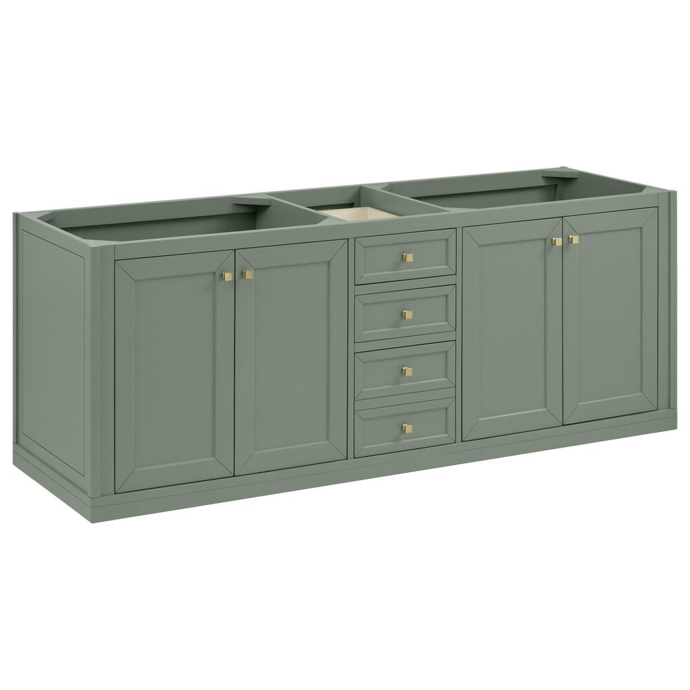 James Martin Vanities Chicago 72" Double Bathroom Vanity in Smokey Celadon with 3 cm Victorian Silver Quartz Top, Rectangular Sinks and FreePower Wireless Charger, , large