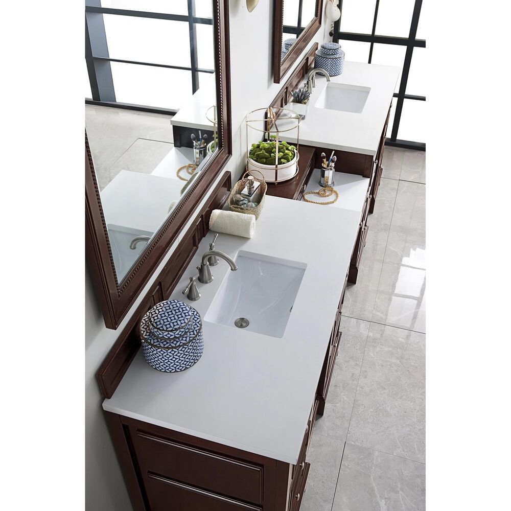 James Martin De Soto 118&quot; Double Bathroom Vanity in Burnished Mahogany with 3 cm Classic White Quartz Top, , large