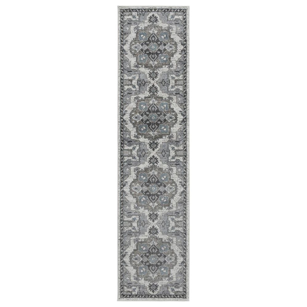 Amer Rugs Alexandria 2"6" x 10"3" Ivory and Stone Gray Runner, , large
