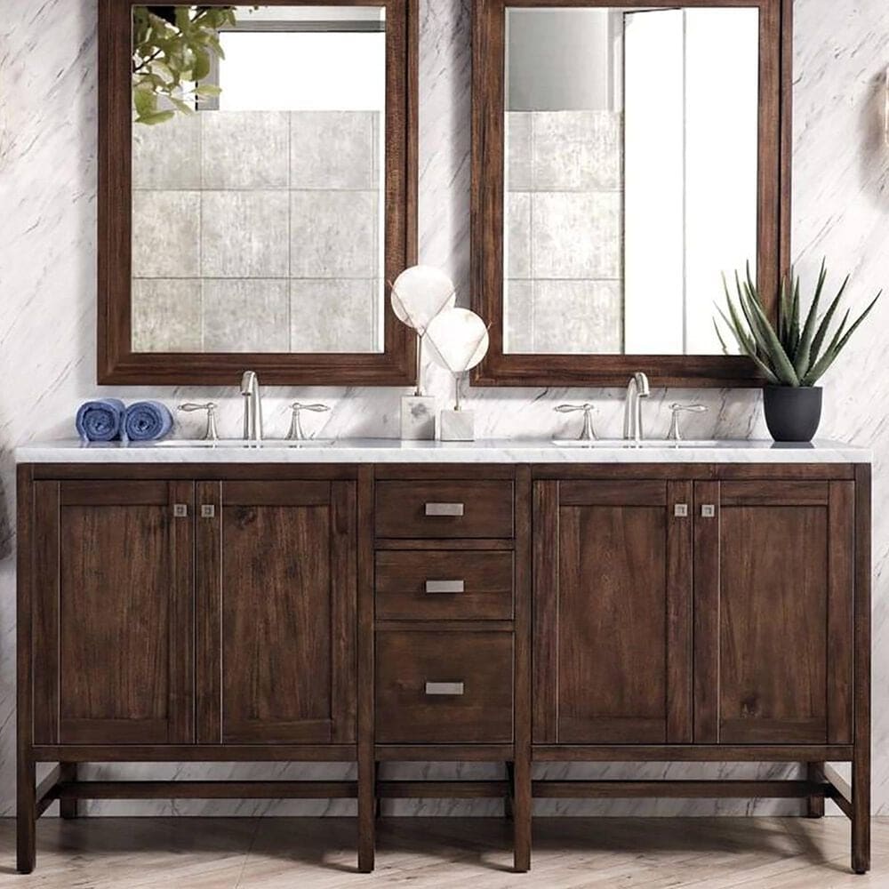 James Martin Vanities Addison 72" Double Bathroom Vanity in Brown with 3cm Arctic Fall Quartz Top, , large