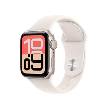 Apple Watch SE 3 (GPS) 40mm Starlight Aluminum Case with Starlight Sport Band - M/L - Starlight - (2025)(Pre-Order), , large