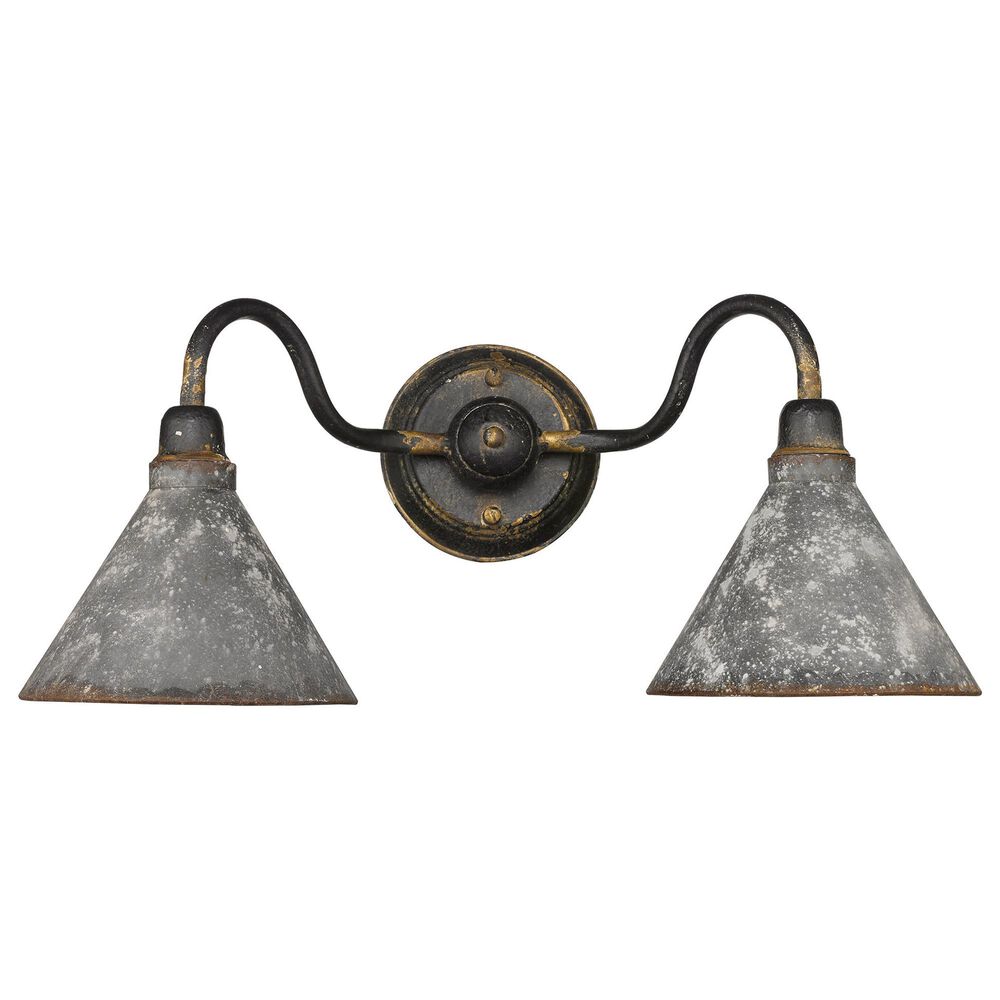Golden Lighting Jasper 2-Light Bath Vanity in Antique Black Iron, , large