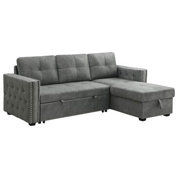 Morden Fort 2-Piece Storage Sleeper Sectional in Grey Velvet, , large