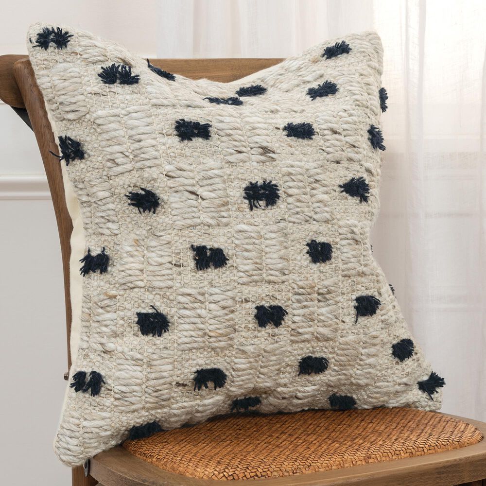 Rizzy Home Polka Dot 20&quot; Down Filled Pillow in Natural, , large