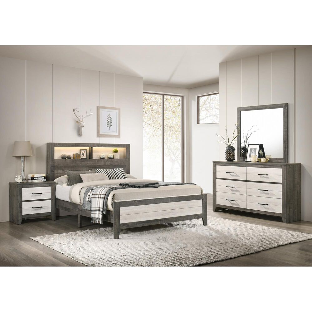 Crown Mark Rhett 2-Drawer Nightstand in Gray and White, , large