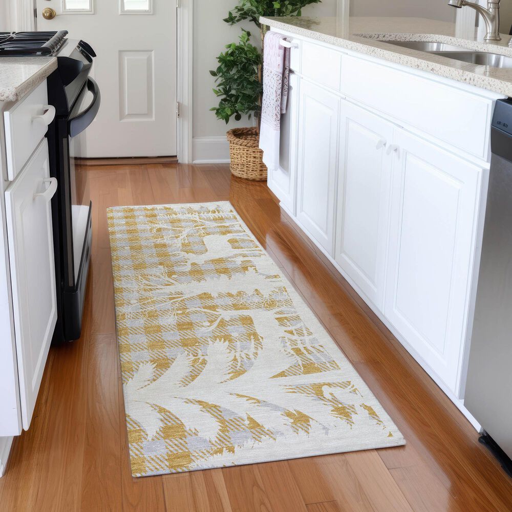 Dalyn Rug Company Wonderland WN32 2&#39;3&quot; x 7&#39;6&quot; Gold Indoor/Outdoor Runner, , large