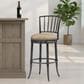 Armen Living Vince Bar Height Stool with Mushroom Brown Upholstery in Antique Pewter, , large