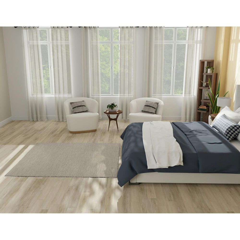 Nourison Courtyard Ivory and Silver 5&#39; Square Indoor/Outdoor Area Rug, , large