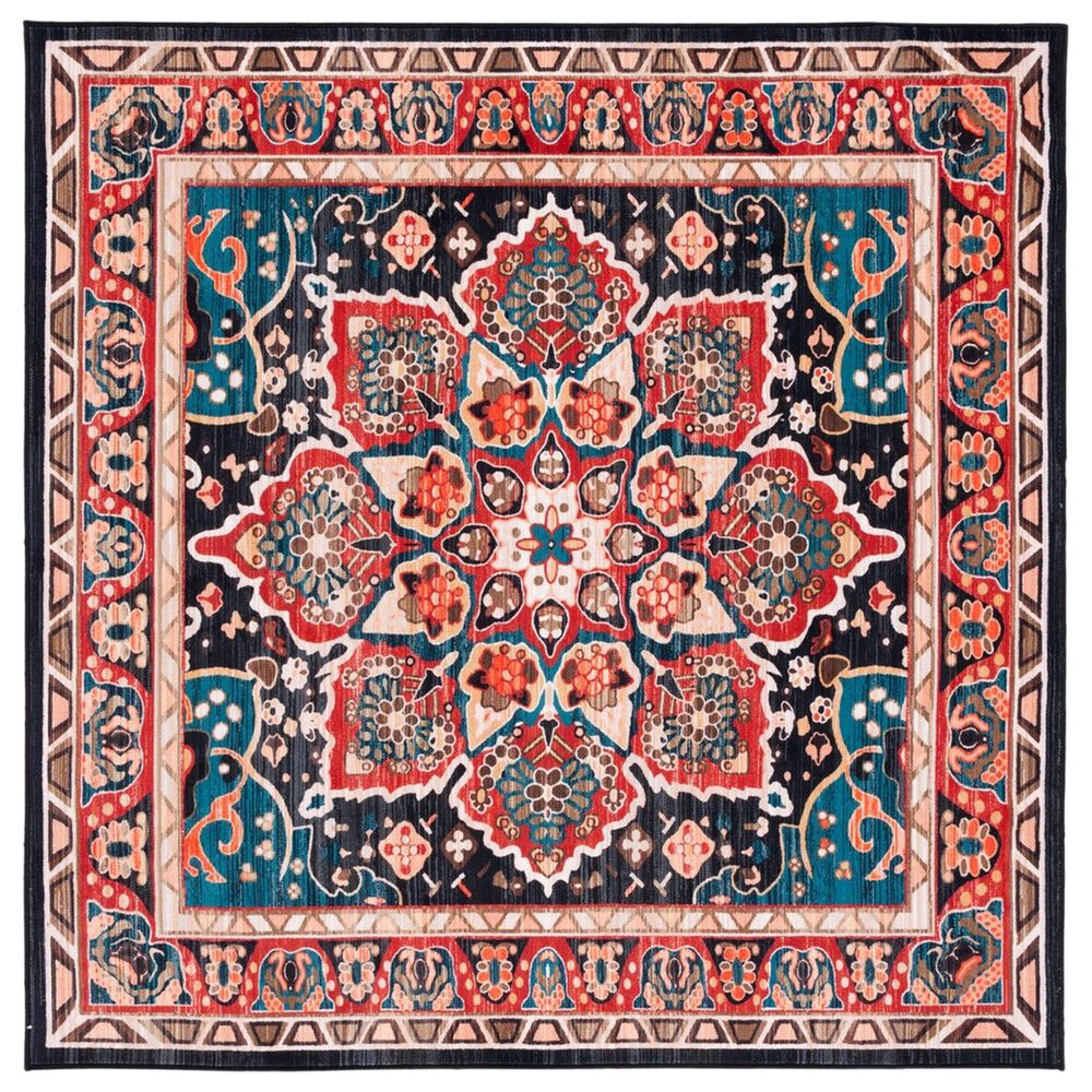 Safavieh Riviera 6"7" Square Red and Navy Area Rug, , large