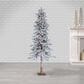 The Gerson Company 6" Pre-Lit Artificial Flocked Alpine with White Lights in Green, , large