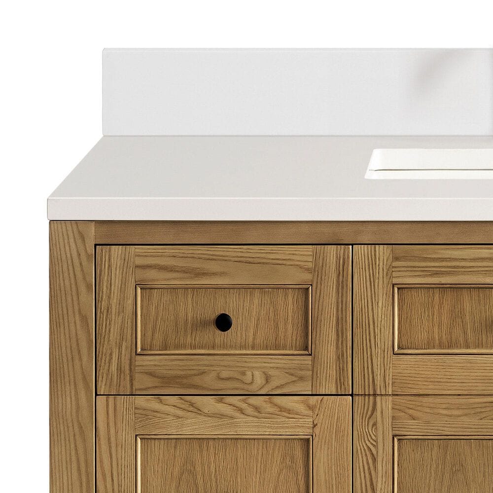 James Martin Vanities Breckenridge 48&quot; Single Bathroom Vanity in Light Natural Oak with Single Hole 3 cm White Zeus Quartz Top and Rectangular Sink, , large