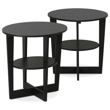 HOMLUX Jaya Oval End Table in Walnut (Set of 2), , large