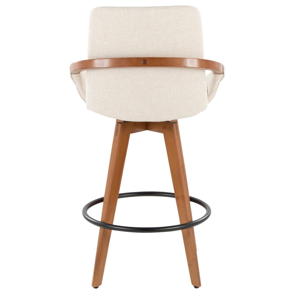 Lumisource Cosmo Swivel Counter Stool with Cream Cushion in Walnut and Black, , large