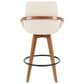 Lumisource Cosmo Swivel Counter Stool with Cream Cushion in Walnut and Black, , large