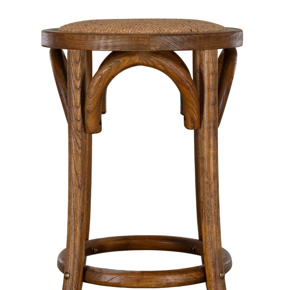 Linon Home Decor Rae Rattan Counter Stool in Rich Walnut, , large