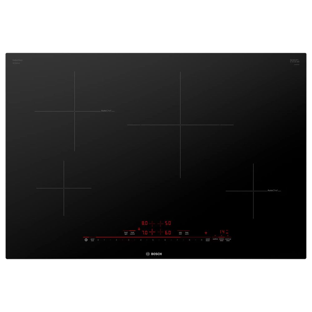 Bosch 800 Series 2-Piece Kitchen Package with Stainless Steel 30&quot; Microwave Combination Oven and 30&quot; Black Induction Cooktop, , large