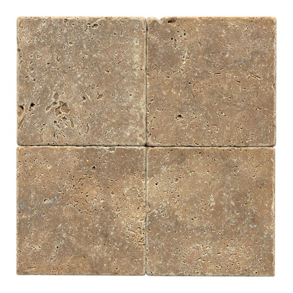 Dal-Tile Travertine 4" x 4" Tumbled Field Tile in Noce, , large