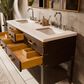 Lexora Home Norwalk 60" Double Bathroom Vanity in Brown Oak with White Cultured Marble Top  and Rectangle Sink, , large