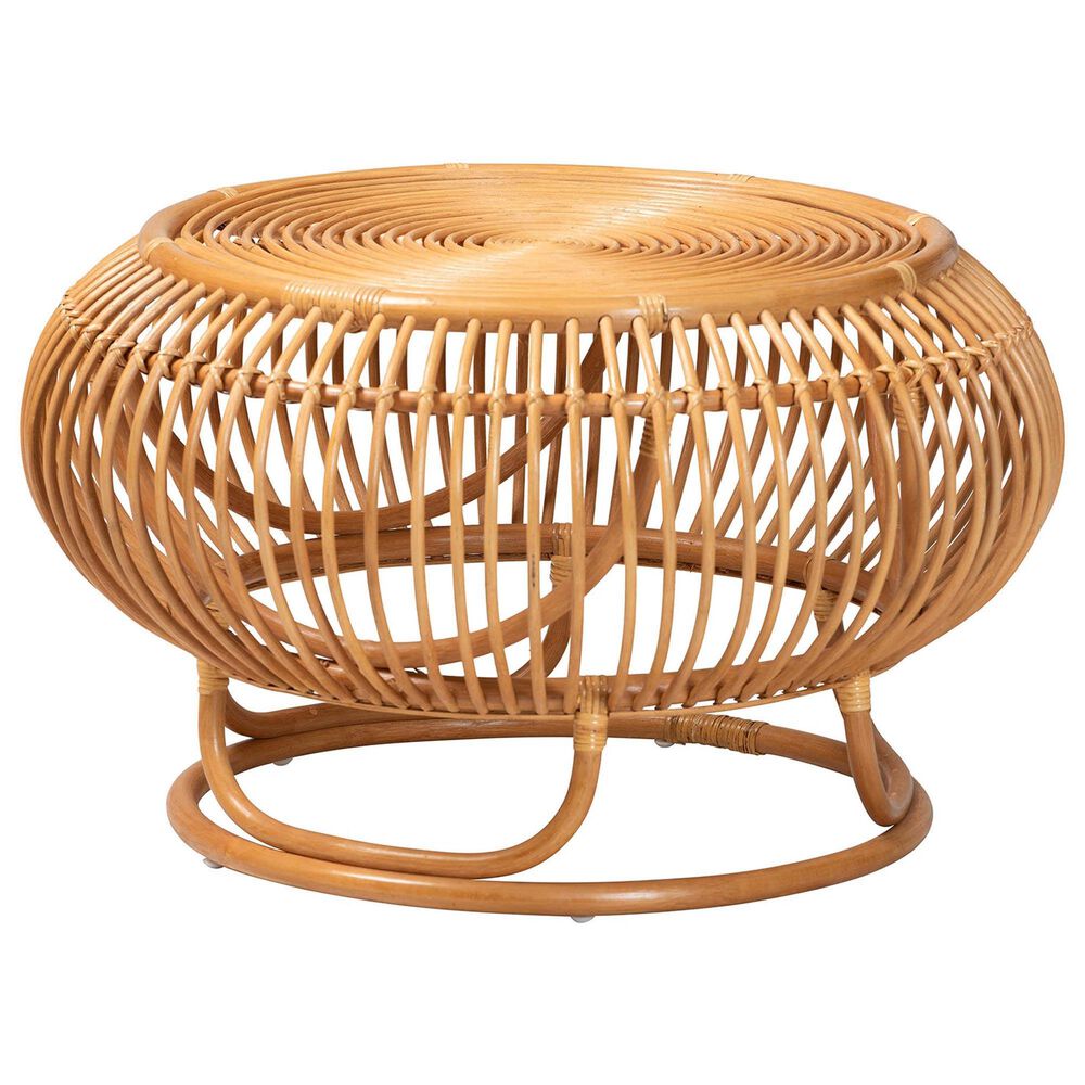 Baxton Studio Adeola Round Coffee Table in Light Honey, , large