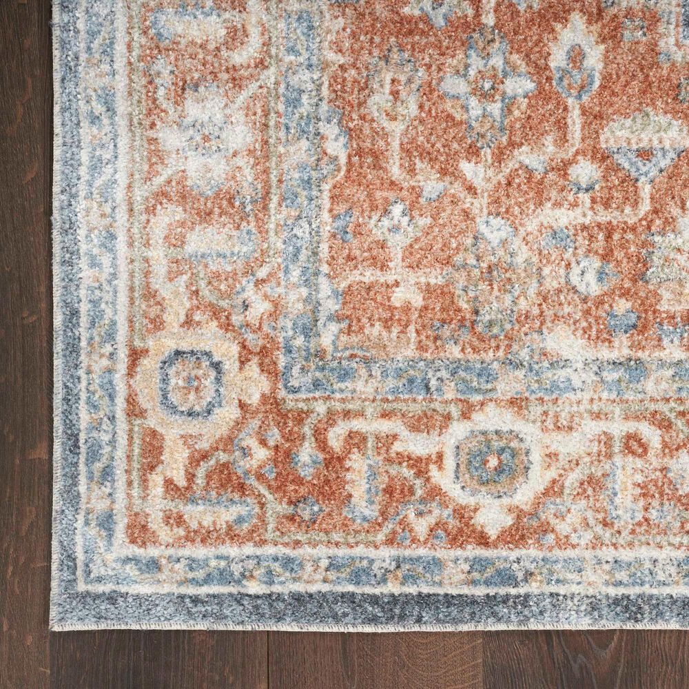 Nourison Astra Machine Washable ASW11 2&#39;2&quot; x 10&#39; Denim and Multicolor Runner, , large