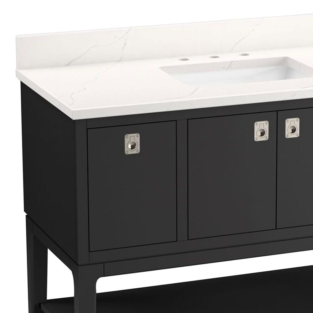Kohler Seagrove 48" Single Bathroom Vanity in Ferrous Grey with 3 cm White Quartz Top and Rectangular Sink, , large