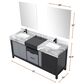 Lexora Home Zilara 72" Double Bathroom Vanity in Black and Grey with 11 cm Castle Grey Marble Top and Rectangular Sinks, , large