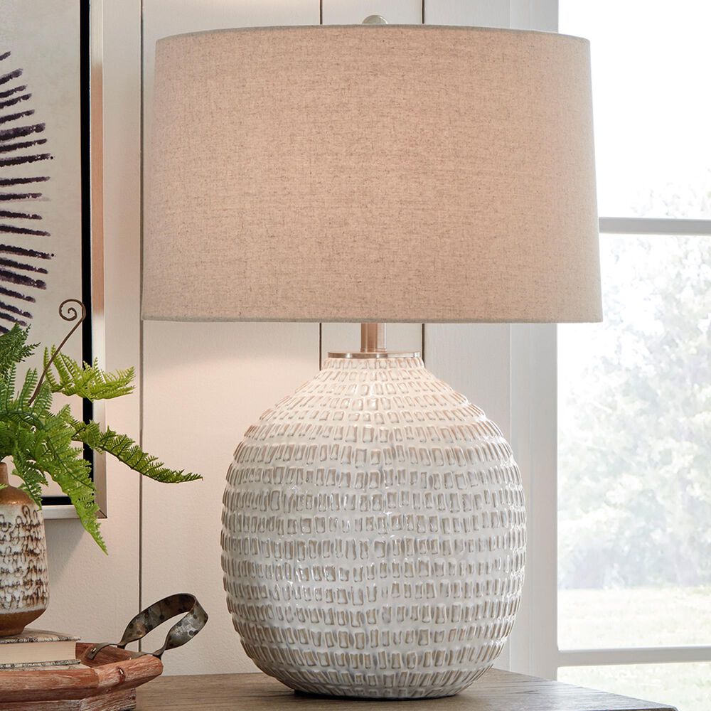 Ashley Jamon Table Lamp in White Glaze, , large