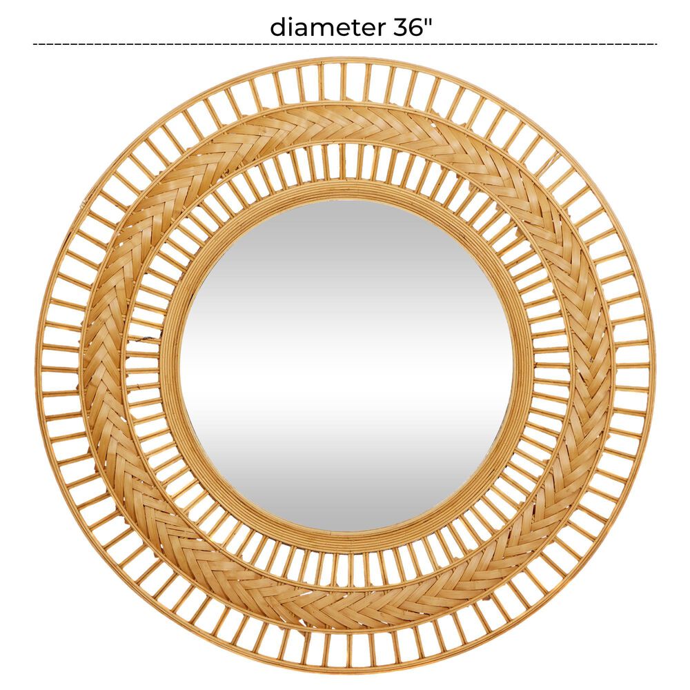 Maple and Jade 36&quot; Round Wall Mirror in Matte Brown, , large