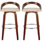 LumiSource Grotto 30" Swivel Barstool with Cream Faux Leather Upholstery in Walnut and Chrome (Set of 2), , large