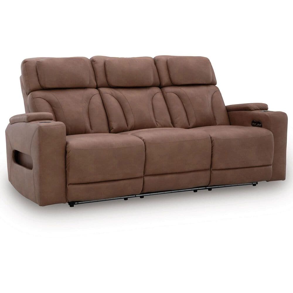 Ashley Point Clear Power Reclining Sofa in Caramel, , large